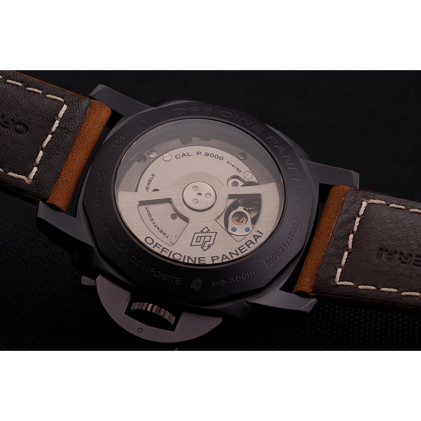 MiroTime Swiss Panerai Luminor Marina 1950 3 Days Brown Dial Black Case Brown Leather Strap