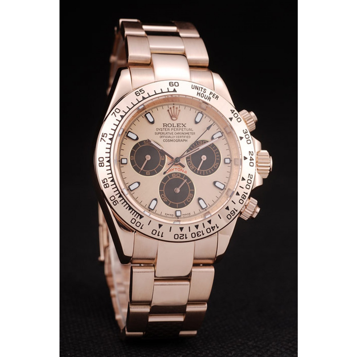 MiroTime Rolex Daytona Rose Gold Plated Stainless Steel Bezel Rose Gold Dial