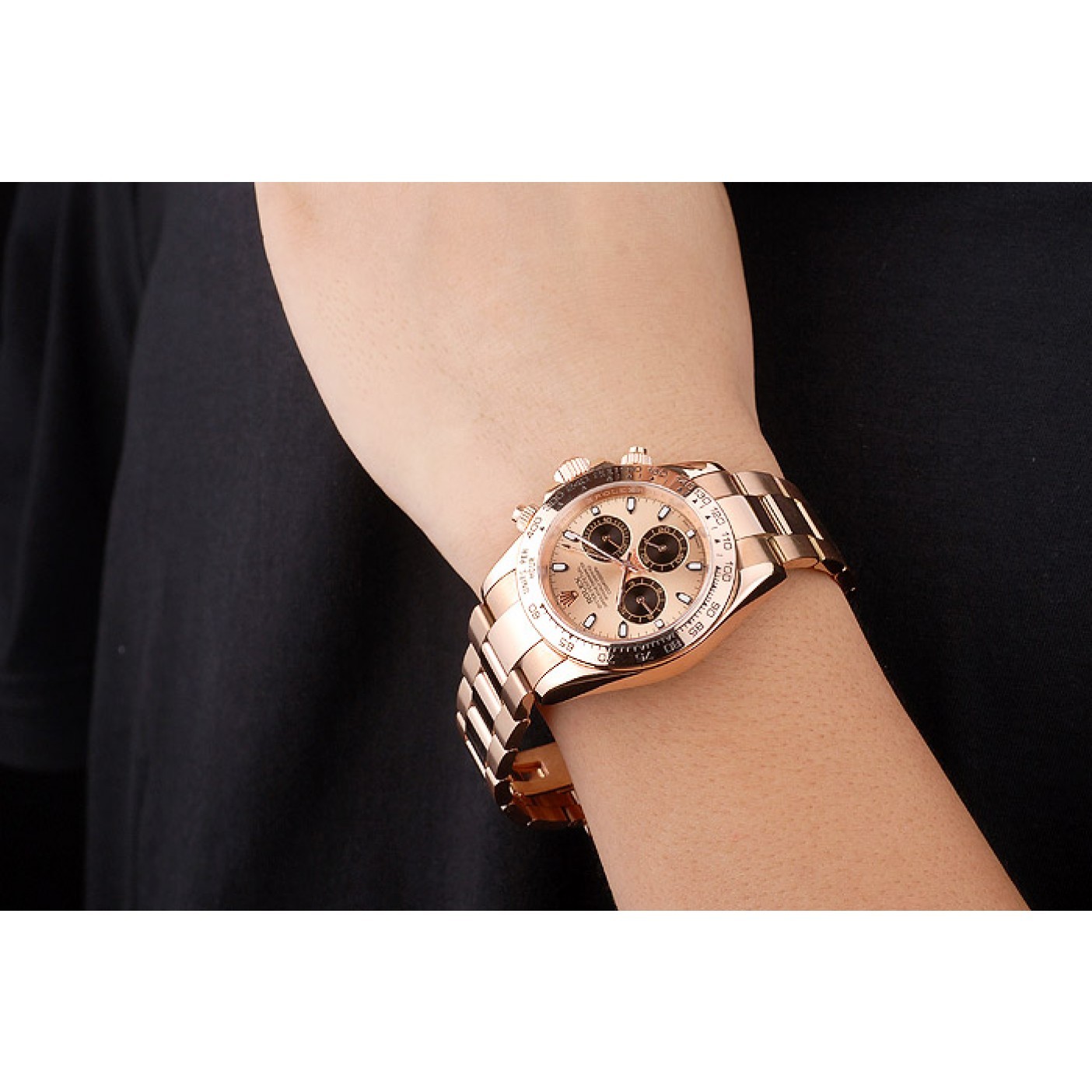 MiroTime Rolex Daytona Rose Gold Plated Stainless Steel Bezel Rose Gold Dial