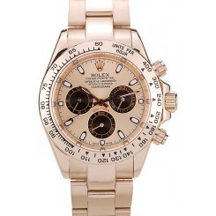 MiroTime Rolex Daytona Rose Gold Plated Stainless Steel Bezel Rose Gold Dial