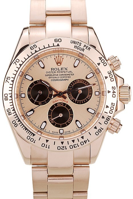 MiroTime Rolex Daytona Rose Gold Plated Stainless Steel Bezel Rose Gold Dial