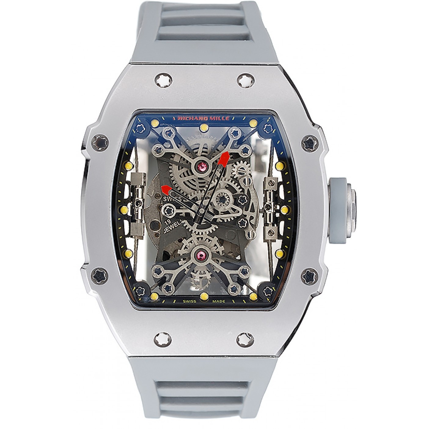 MiroTime Richard Mille Tourbillion Rafael Nadal RM 27-01 Silver Case White Rubber Bracelet 1454255