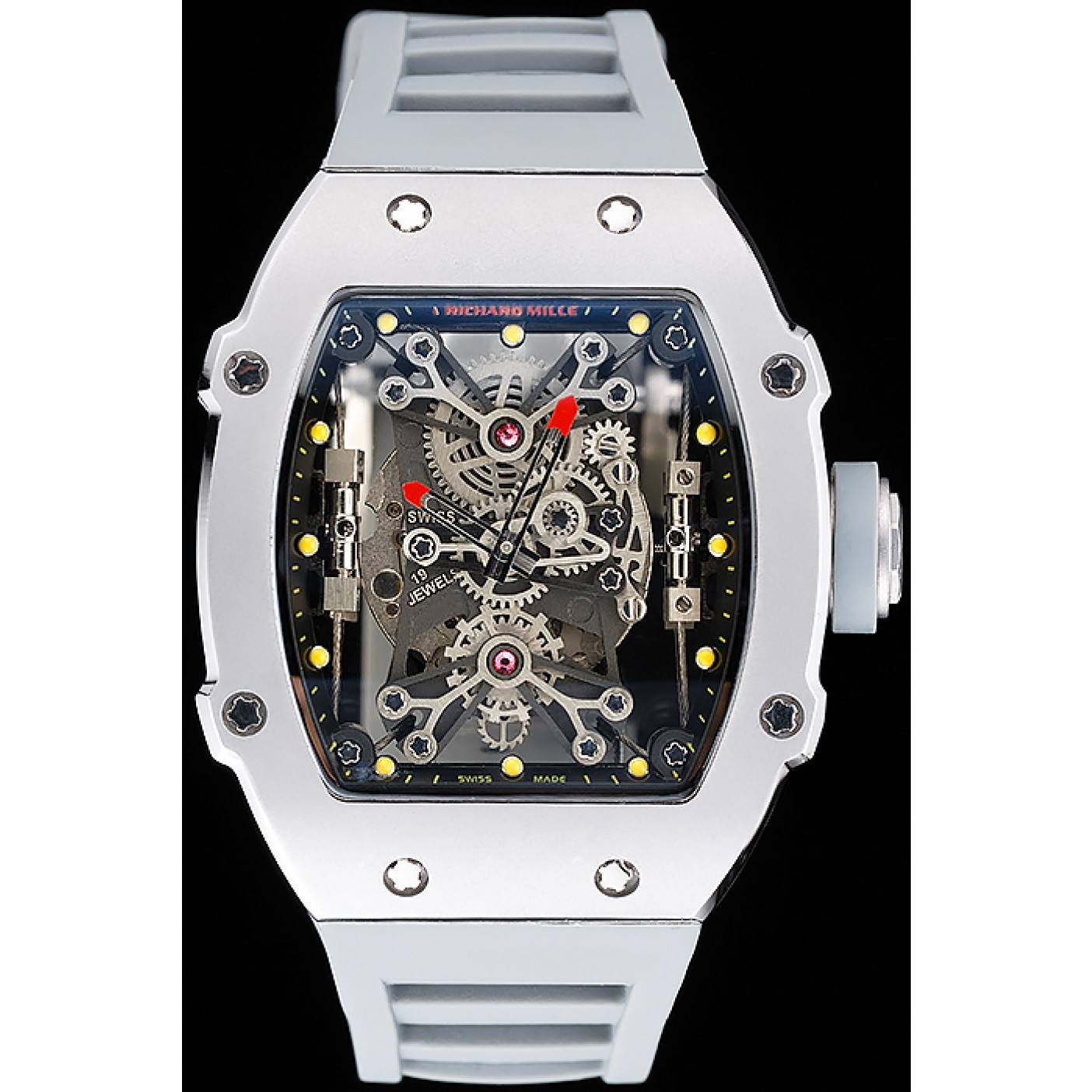 MiroTime Richard Mille Tourbillion Rafael Nadal RM 27-01 Silver Case White Rubber Bracelet 1454255