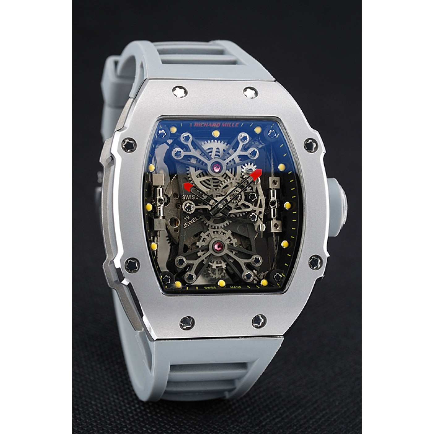 MiroTime Richard Mille Tourbillion Rafael Nadal RM 27-01 Silver Case White Rubber Bracelet 1454255