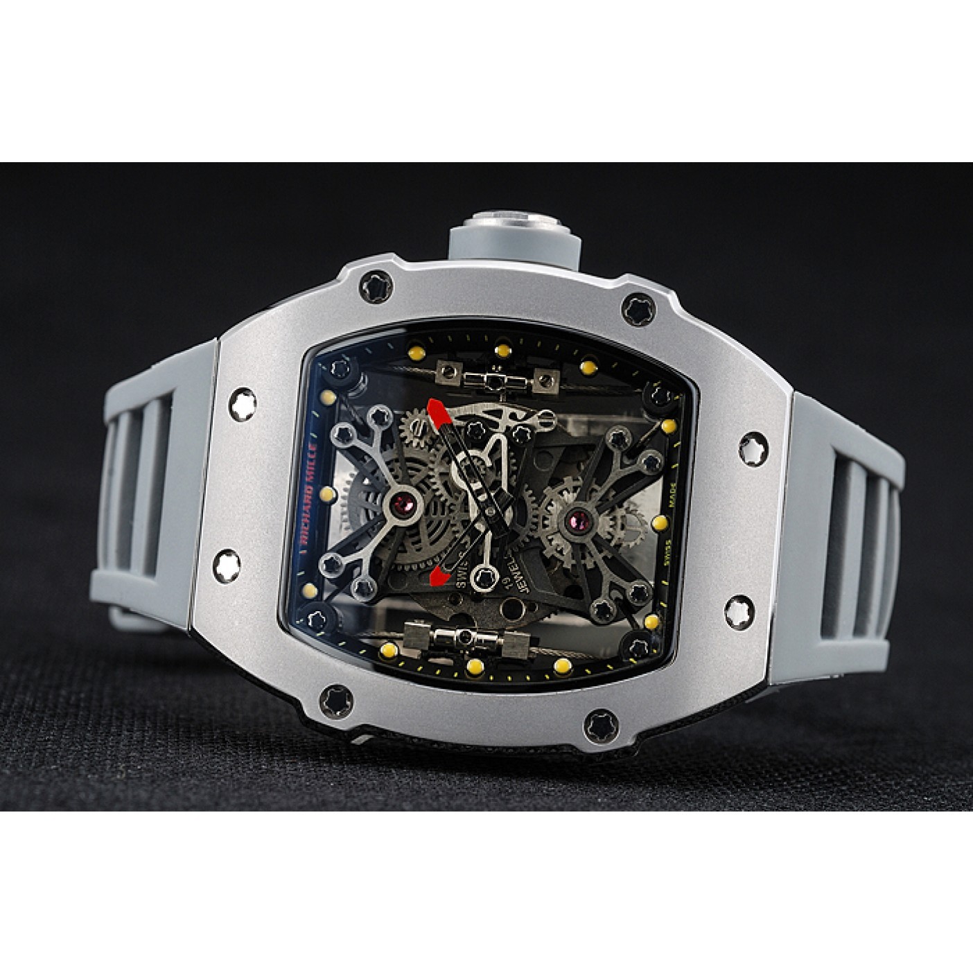 MiroTime Richard Mille Tourbillion Rafael Nadal RM 27-01 Silver Case White Rubber Bracelet 1454255