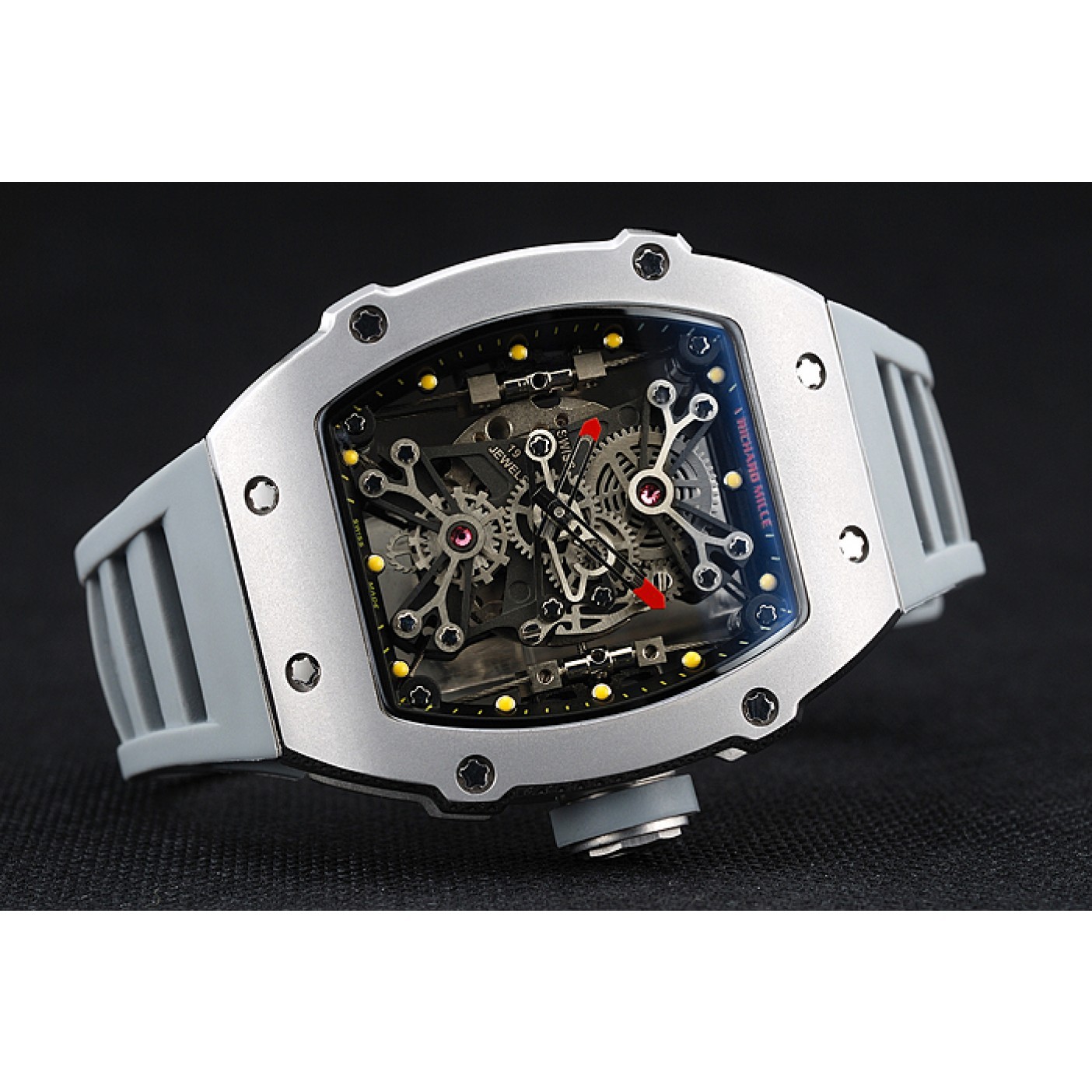 MiroTime Richard Mille Tourbillion Rafael Nadal RM 27-01 Silver Case White Rubber Bracelet 1454255