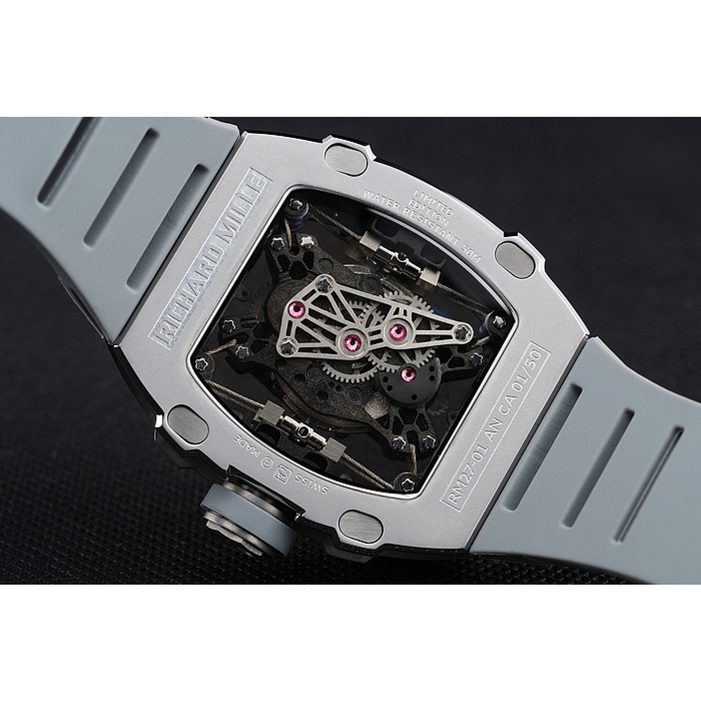 MiroTime Richard Mille Tourbillion Rafael Nadal RM 27-01 Silver Case White Rubber Bracelet 1454255