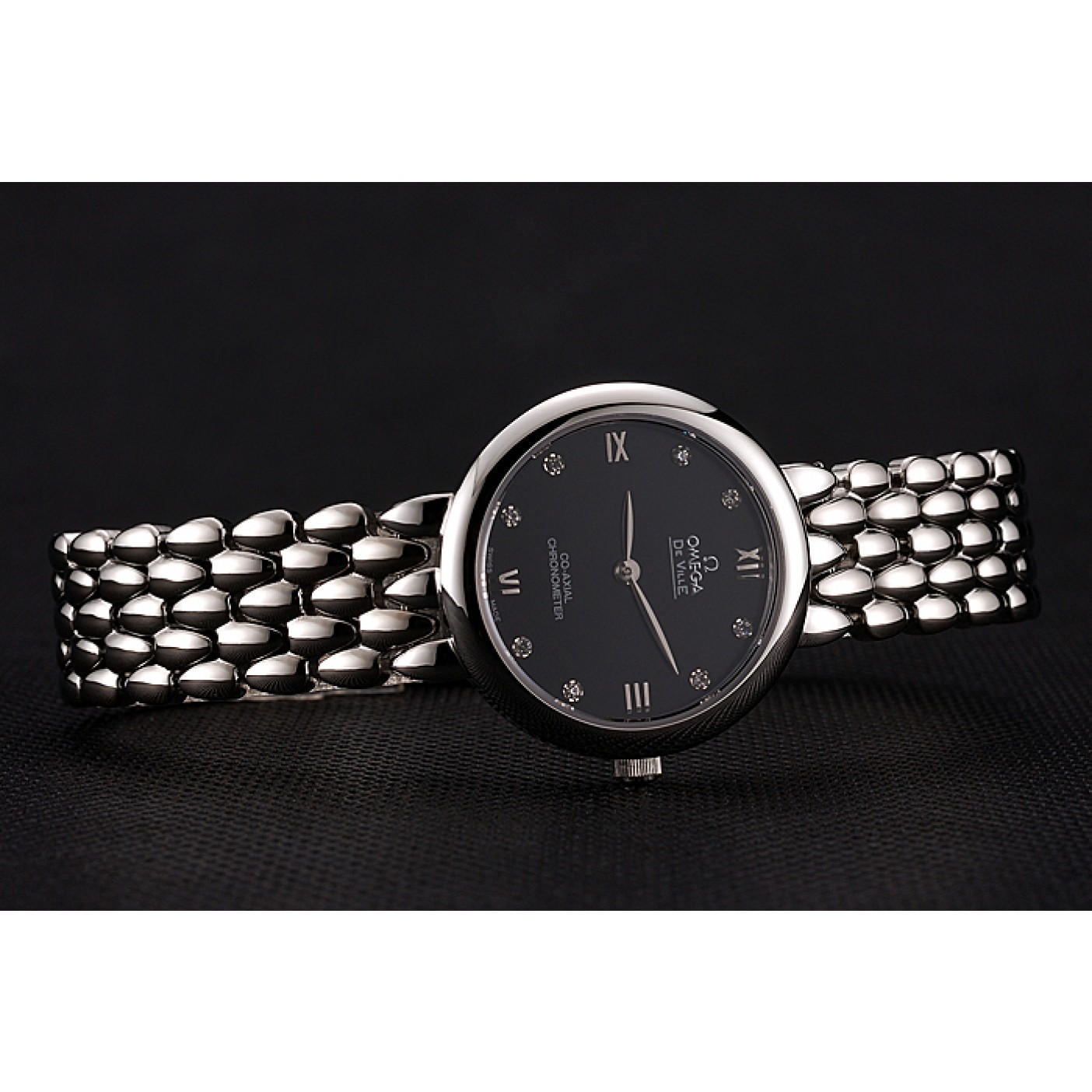MiroTime Omega De Ville Prestige No Date Dark Grey Dial With Diamonds Stainless Steel Case And Bracelet