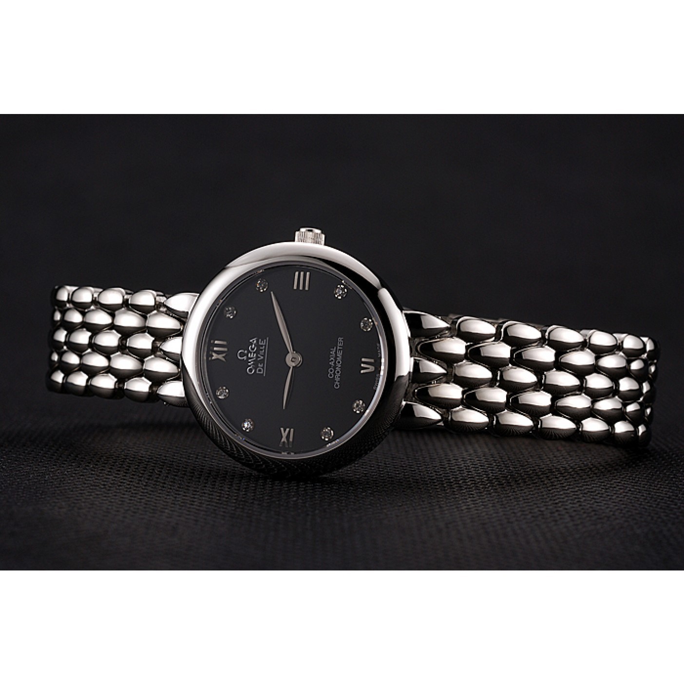 MiroTime Omega De Ville Prestige No Date Dark Grey Dial With Diamonds Stainless Steel Case And Bracelet