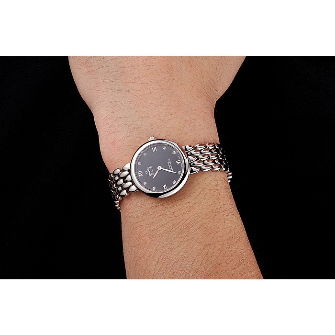 MiroTime Omega De Ville Prestige No Date Dark Grey Dial With Diamonds Stainless Steel Case And Bracelet