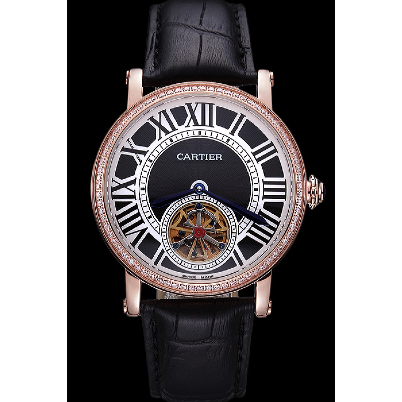 MiroTime Cartier Rotonde Flying Tourbillon Diamonds Black Dial 621951