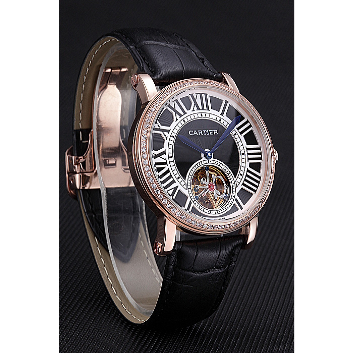 MiroTime Cartier Rotonde Flying Tourbillon Diamonds Black Dial 621951
