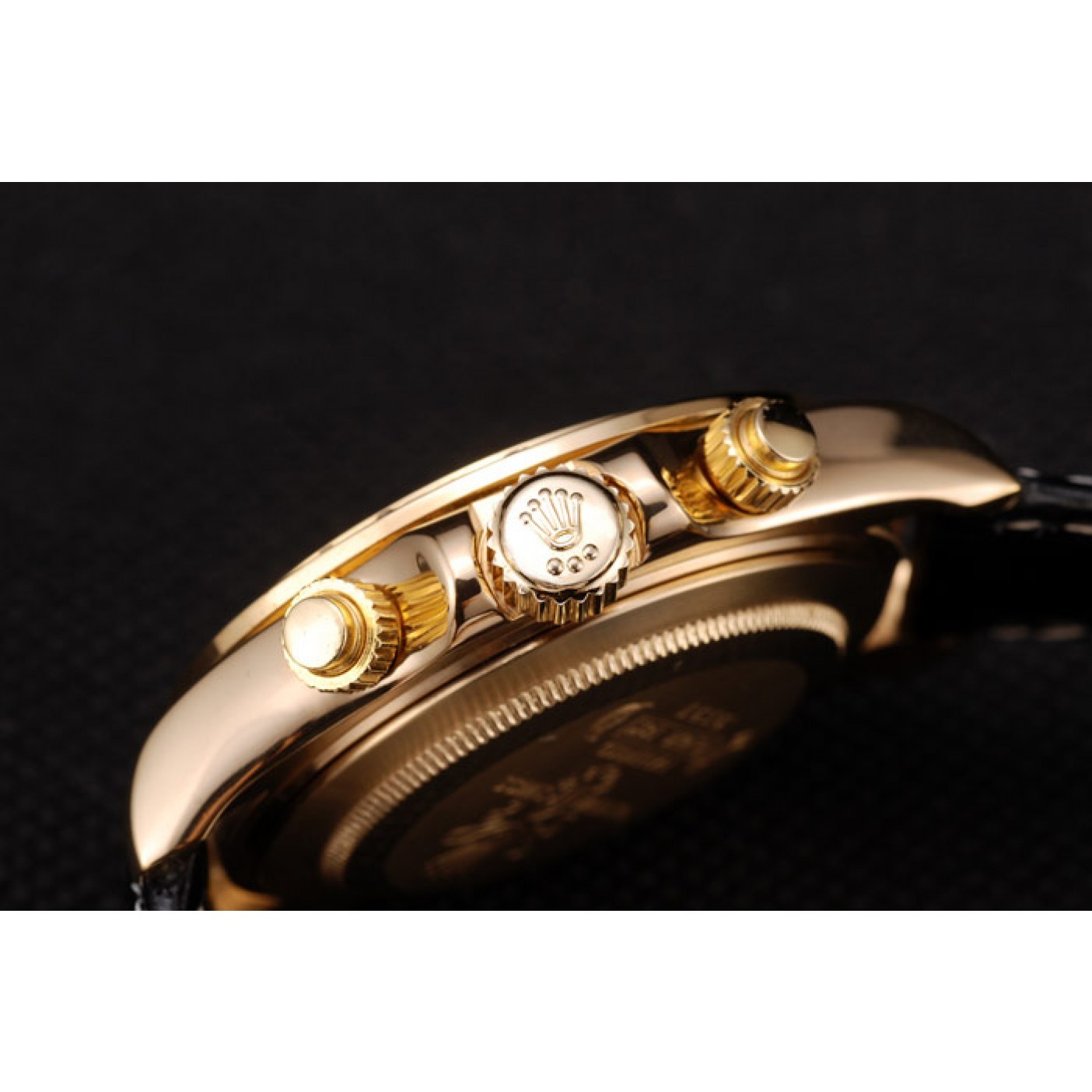 MiroTime Rolex Daytona Gold Case Crystal Studded Bezel Black Dial