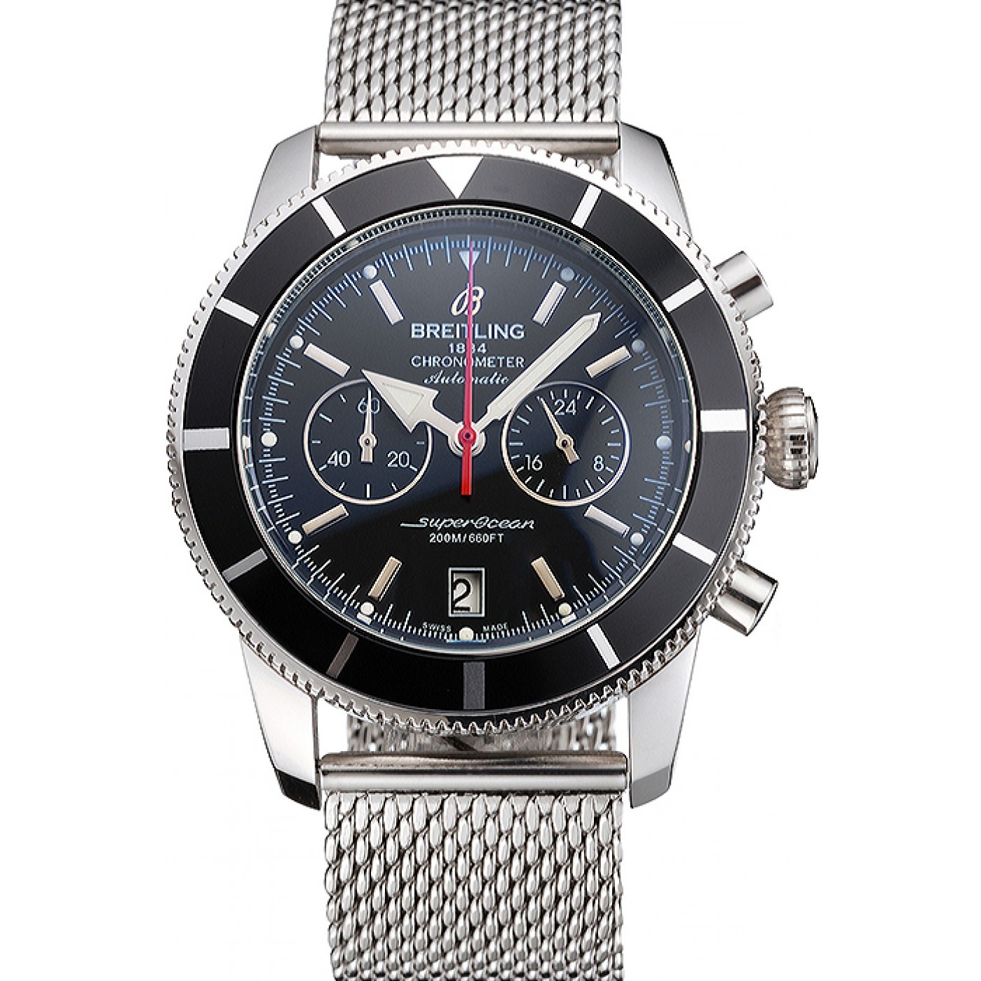 MiroTime Breitling Superocean Heritage Chronographe 44 Black Dial And Bezel Stainless Steel Case And Bracelet