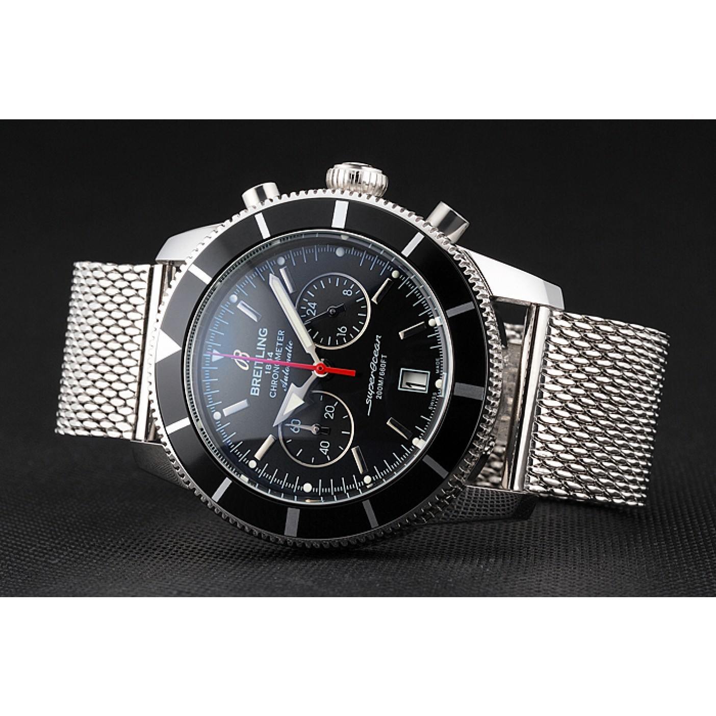MiroTime Breitling Superocean Heritage Chronographe 44 Black Dial And Bezel Stainless Steel Case And Bracelet