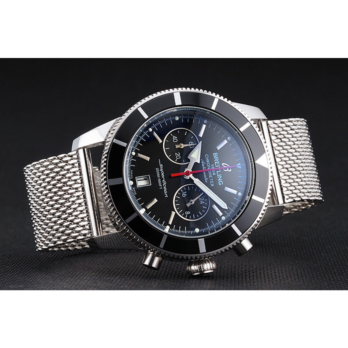 MiroTime Breitling Superocean Heritage Chronographe 44 Black Dial And Bezel Stainless Steel Case And Bracelet