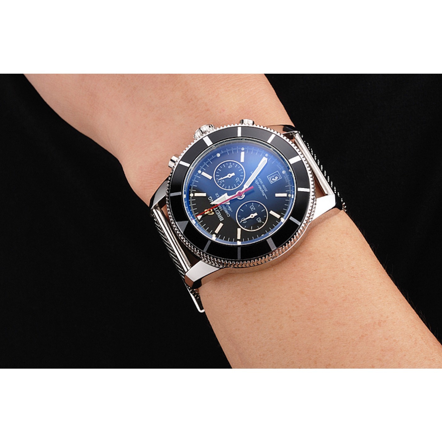 MiroTime Breitling Superocean Heritage Chronographe 44 Black Dial And Bezel Stainless Steel Case And Bracelet