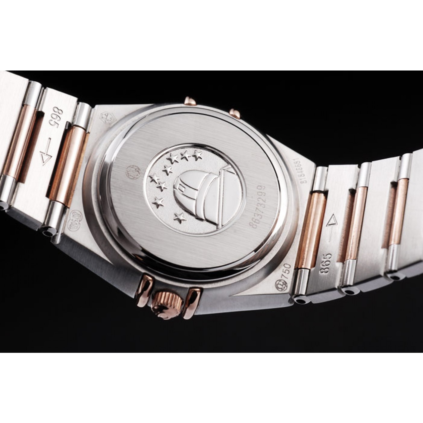 MiroTime Omega Swiss Constellation Jewelry Rose Gold Case Black Dial 98114
