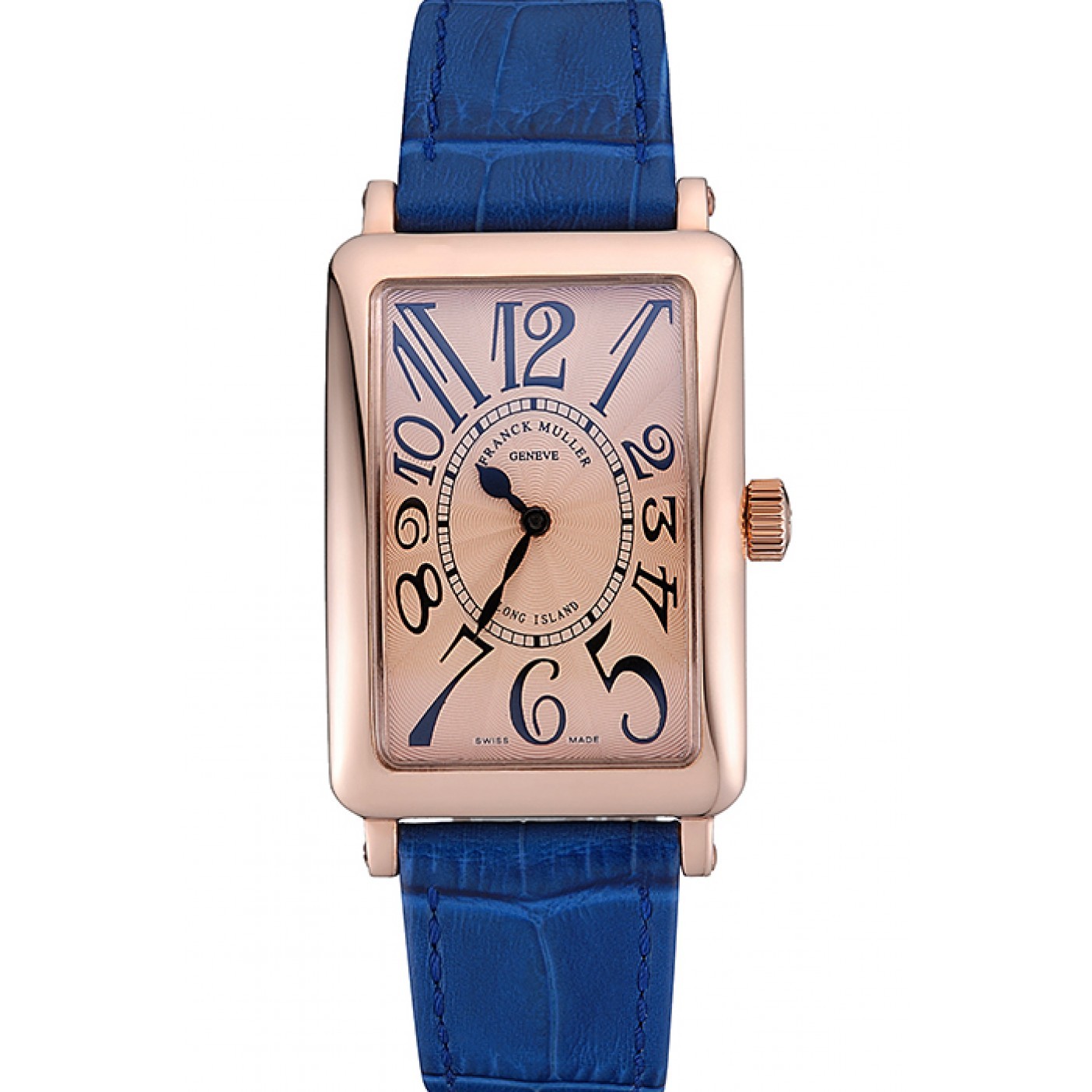 MiroTime Franck Muller Long Island Classic Gold Dial Gold Case Blue Leather Band 622367