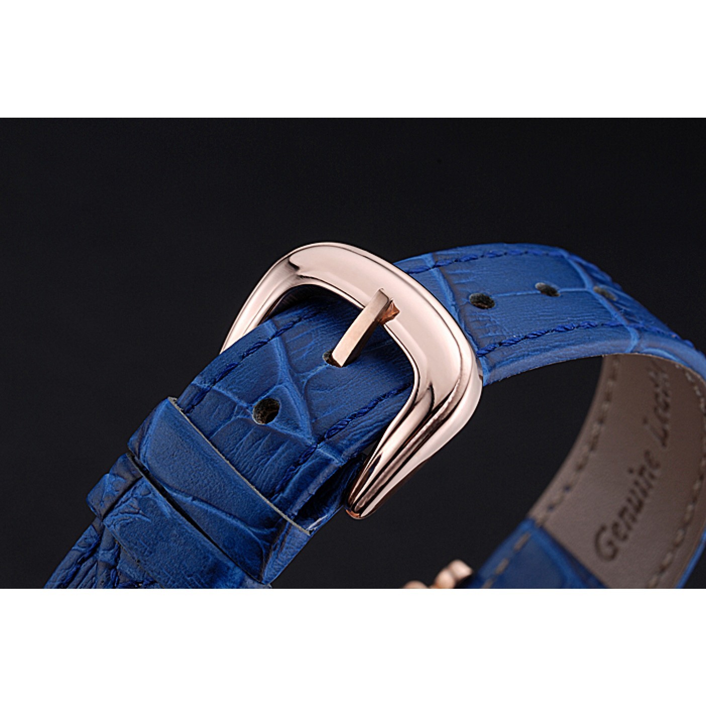 MiroTime Franck Muller Long Island Classic Gold Dial Gold Case Blue Leather Band 622367