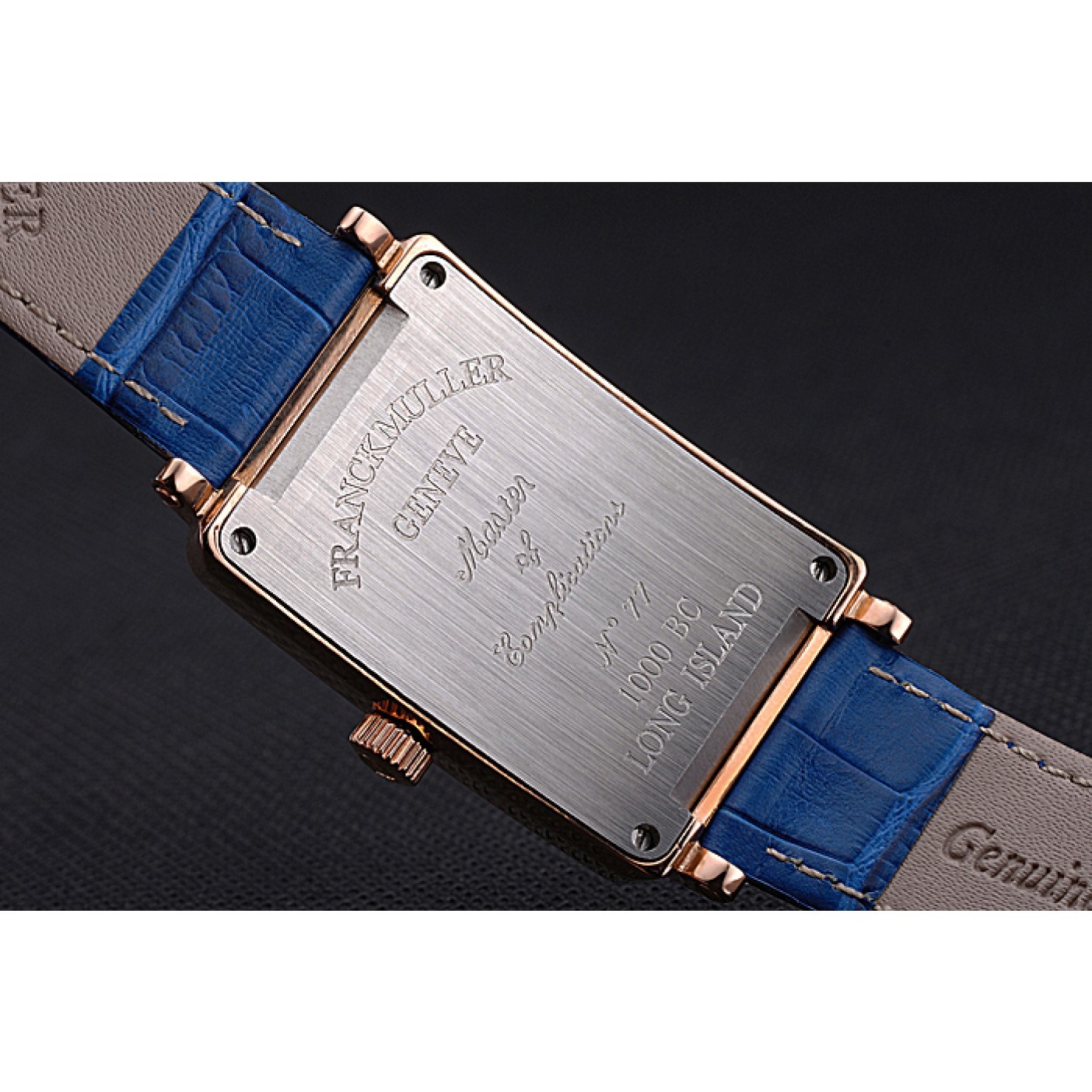 MiroTime Franck Muller Long Island Classic Gold Dial Gold Case Blue Leather Band 622367