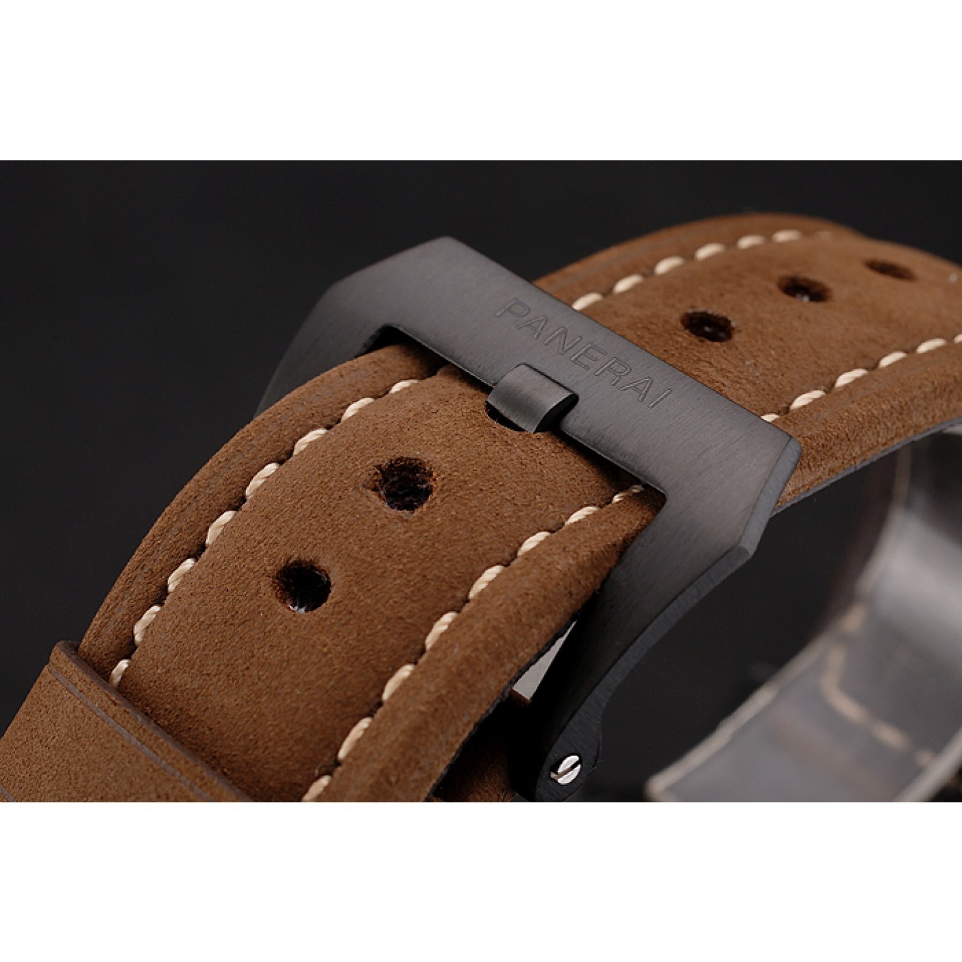 MiroTime Panerai Luminor 1950 3 Days Chrono Flyback Black Dial Black Case Brown Leather Strap