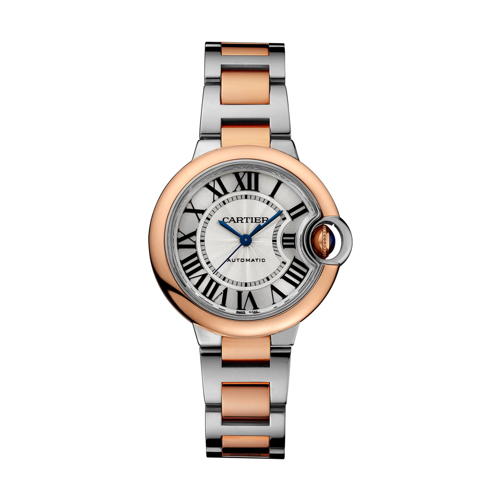 MiroTime Swiss Ballon Bleu de Cartier watch, 33 mm, rose gold, steel