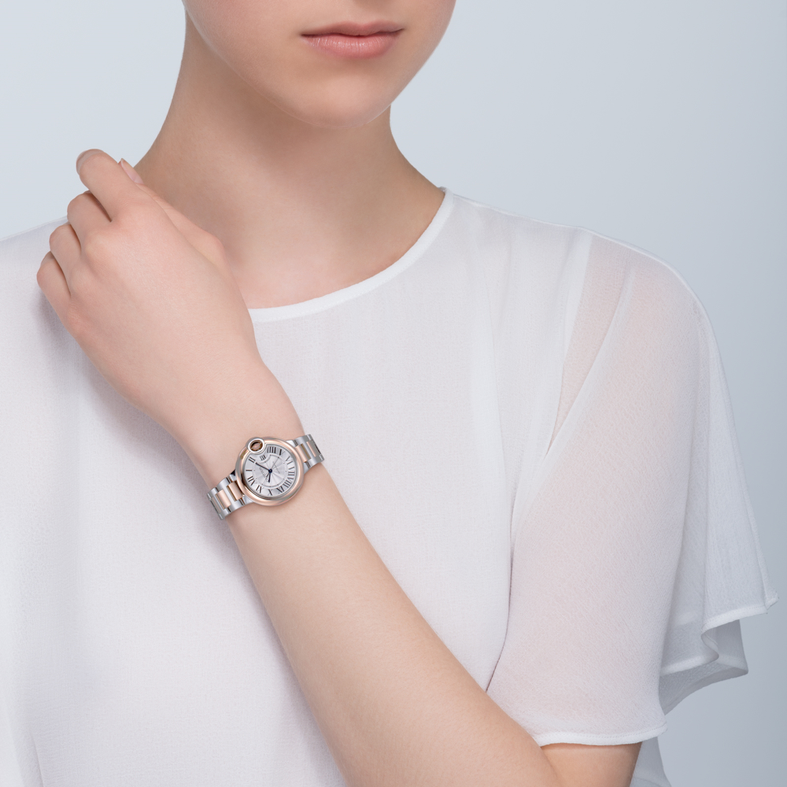 MiroTime Swiss Ballon Bleu de Cartier watch, 33 mm, rose gold, steel