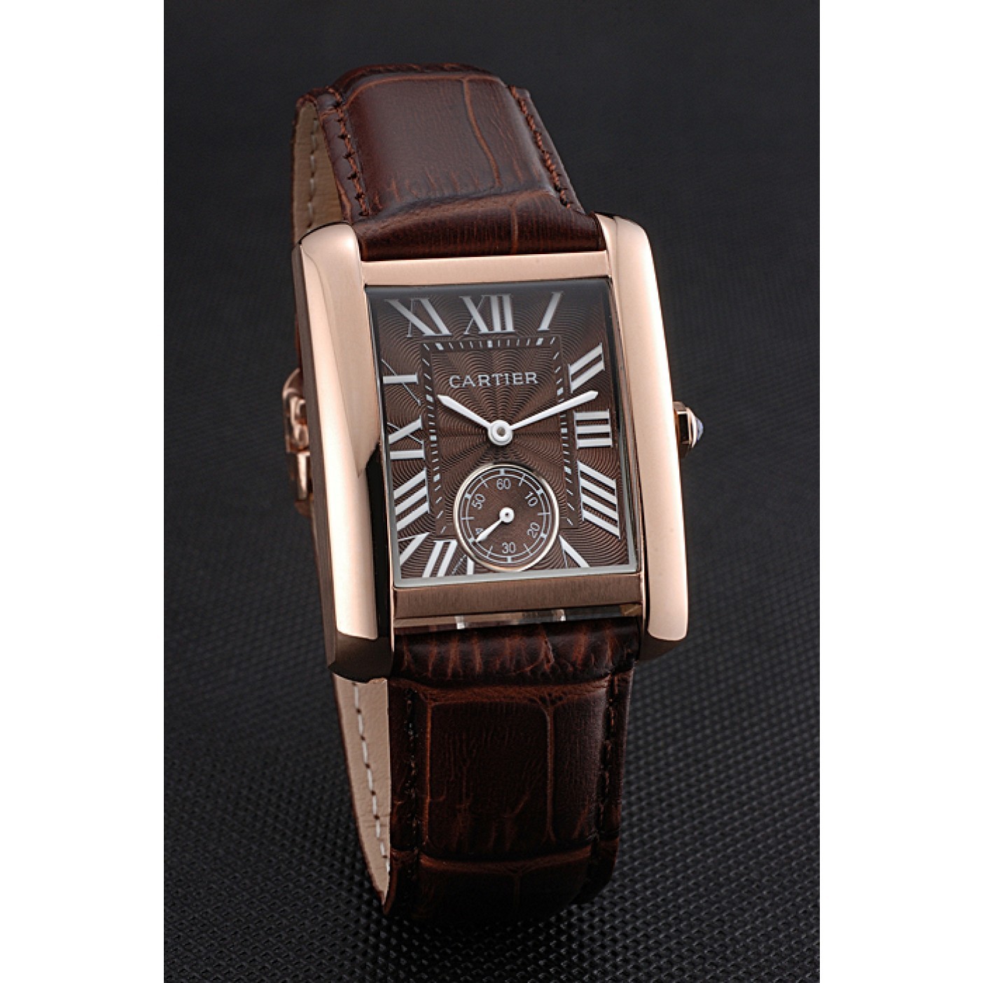 MiroTime Cartier Tank MC Gold Case Brown Dial Brown Leather Strap 622175