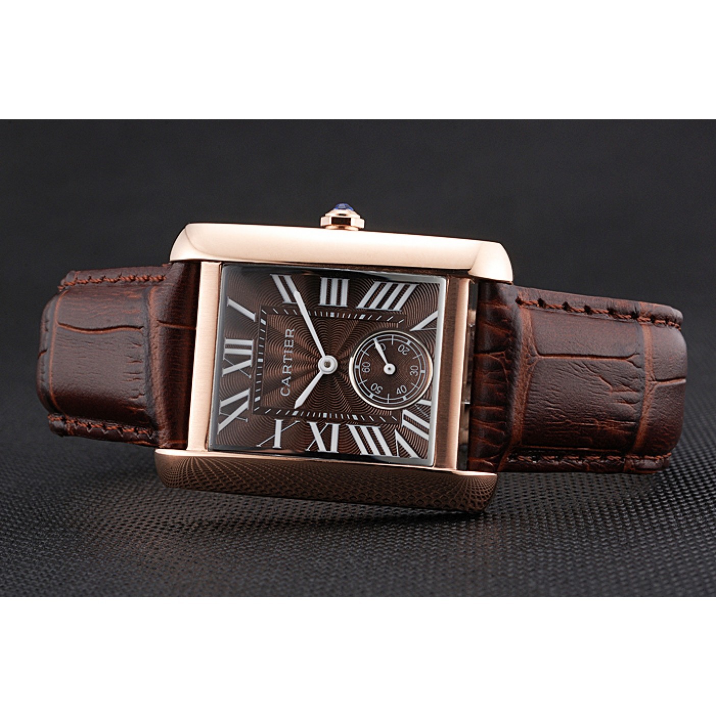 MiroTime Cartier Tank MC Gold Case Brown Dial Brown Leather Strap 622175