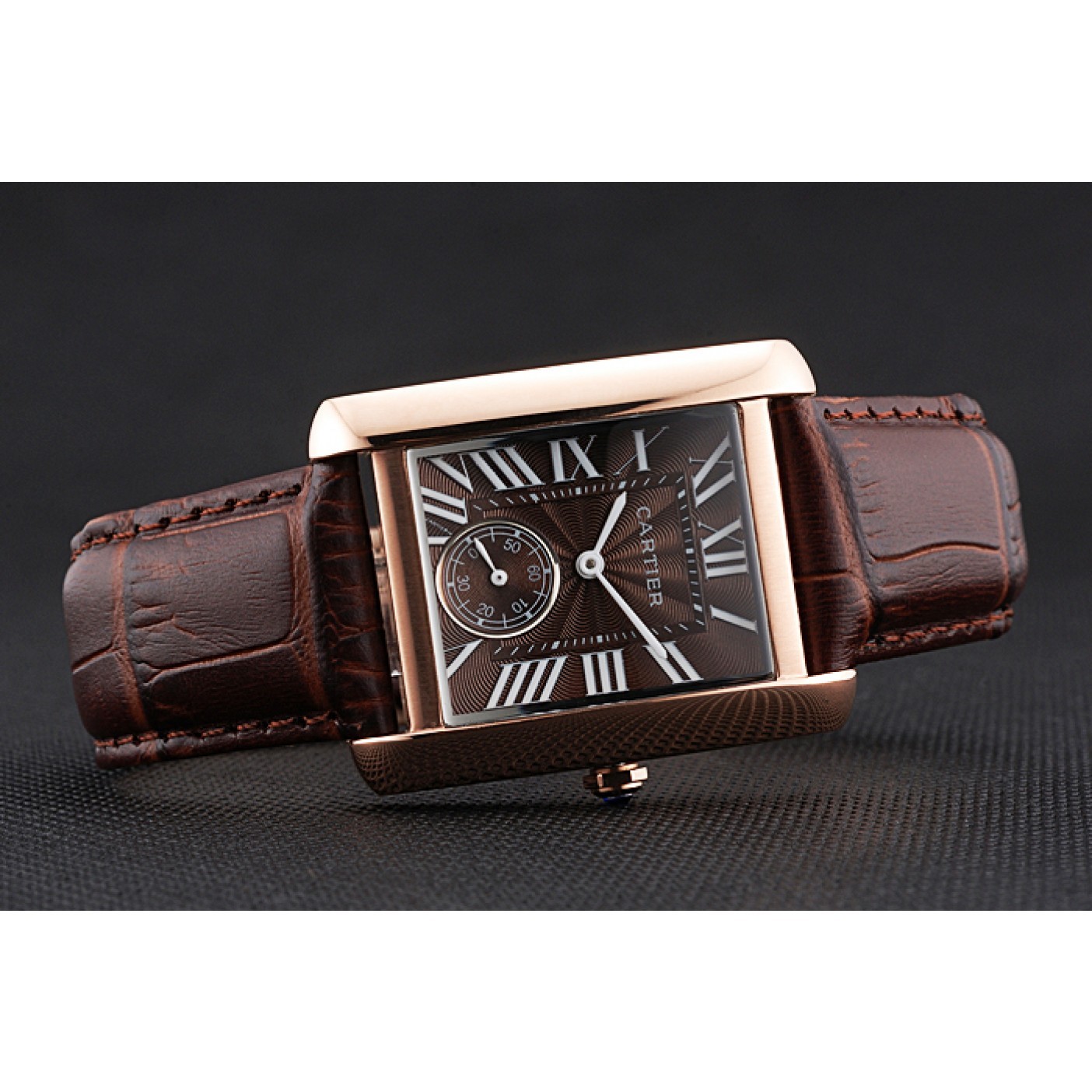 MiroTime Cartier Tank MC Gold Case Brown Dial Brown Leather Strap 622175
