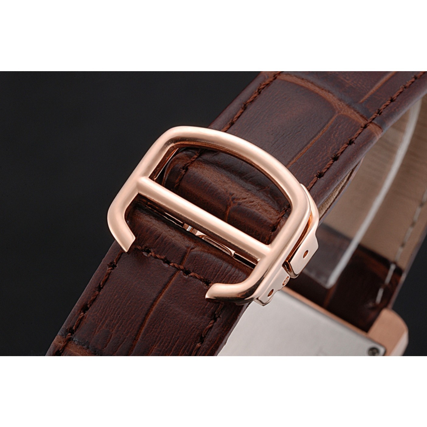 MiroTime Cartier Tank MC Gold Case Brown Dial Brown Leather Strap 622175