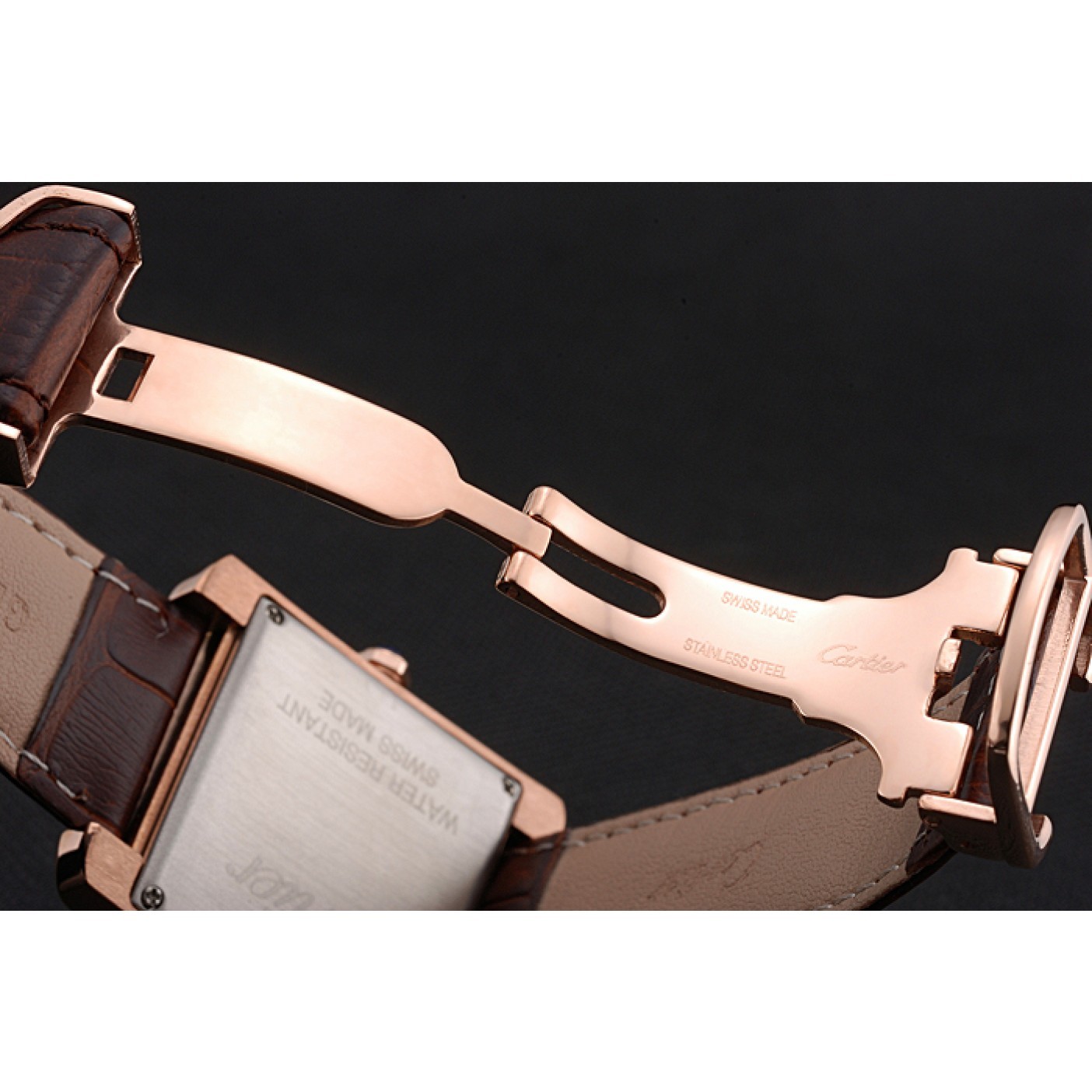 MiroTime Cartier Tank MC Gold Case Brown Dial Brown Leather Strap 622175