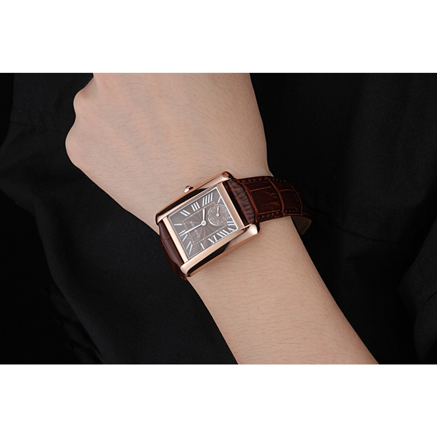 MiroTime Cartier Tank MC Gold Case Brown Dial Brown Leather Strap 622175