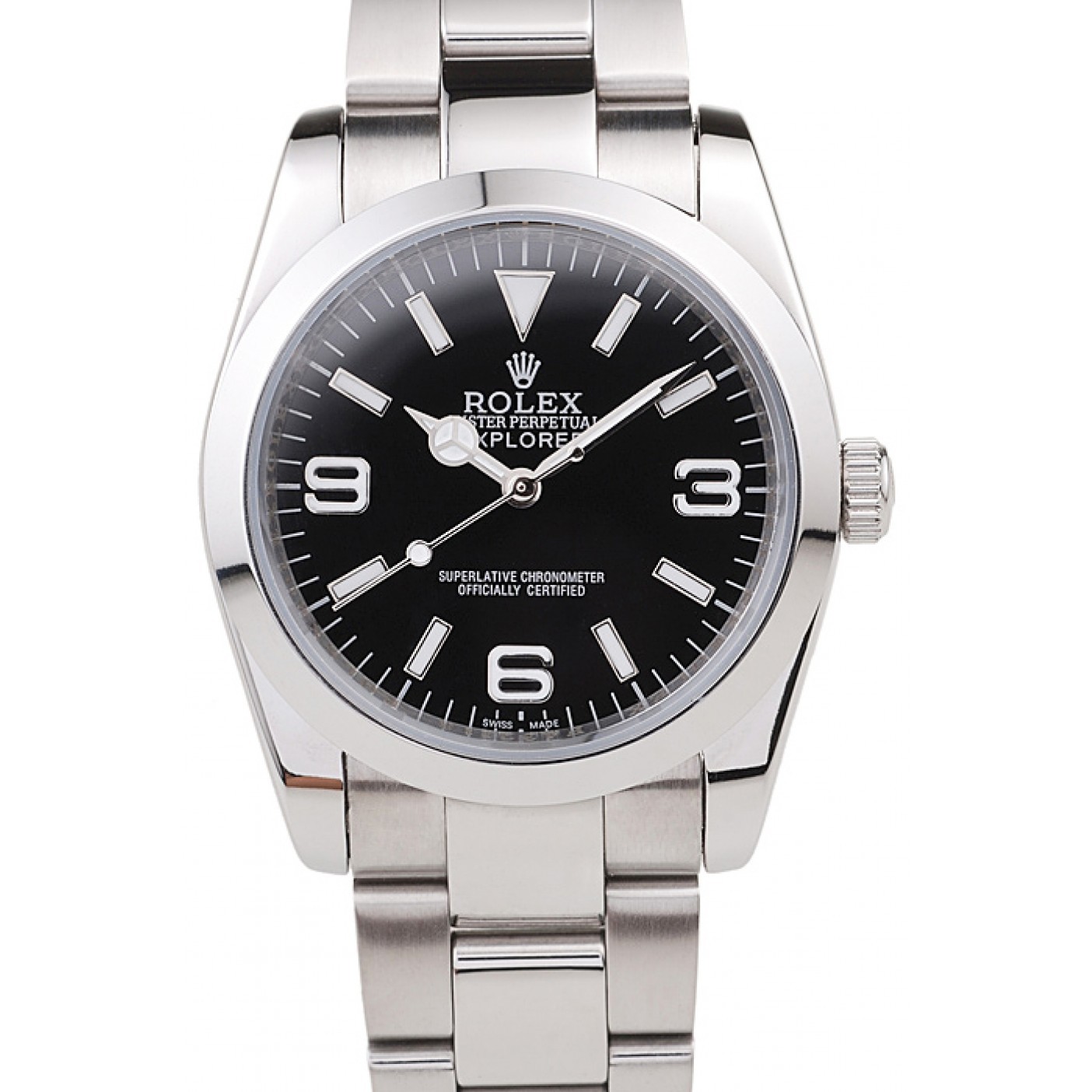 MiroTime Rolex Explorer Polished Stainless Steel Black Dial 98087