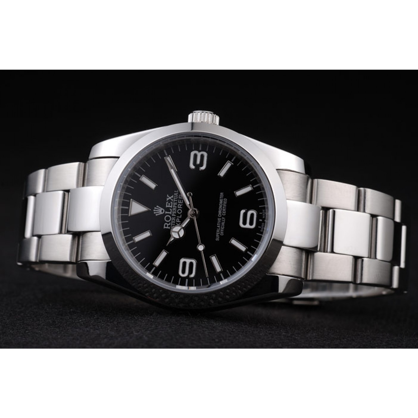 MiroTime Rolex Explorer Polished Stainless Steel Black Dial 98087