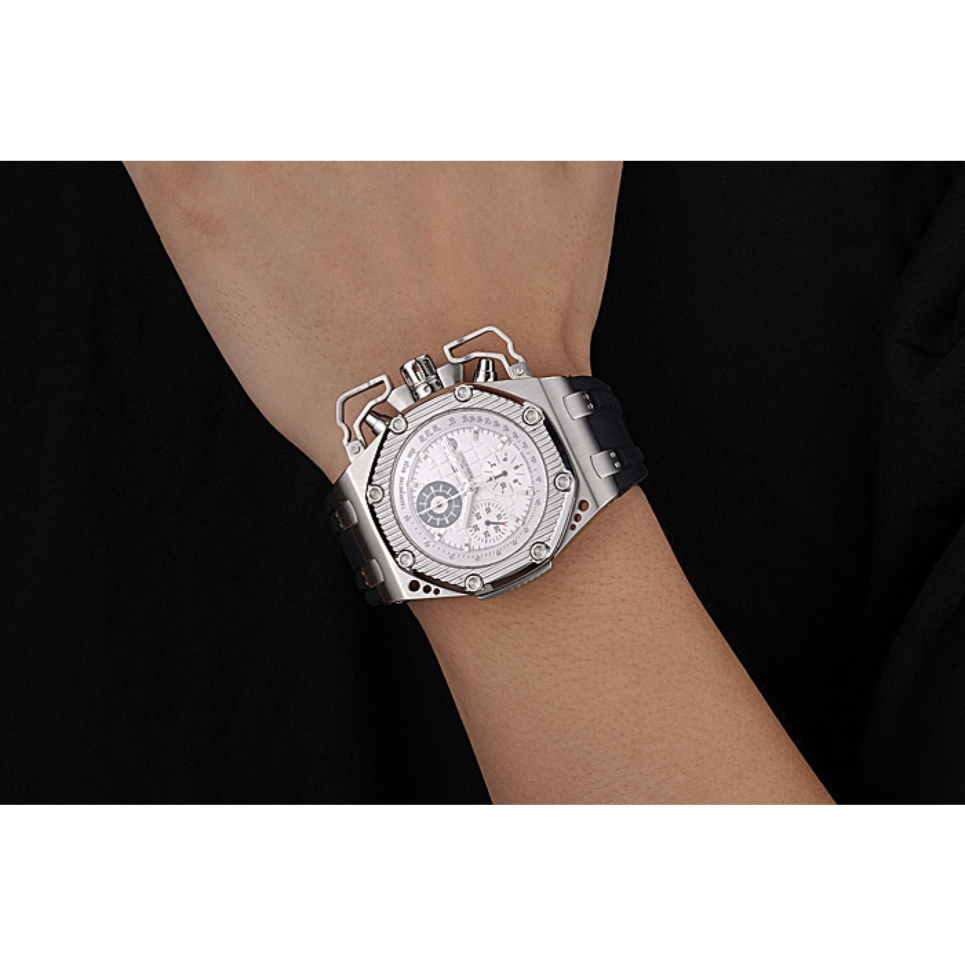 MiroTime Swiss Audemars Piguet Royal Oak Offshore Survivor White Dial Stainless Steel Case Black Rubber Strap 622859