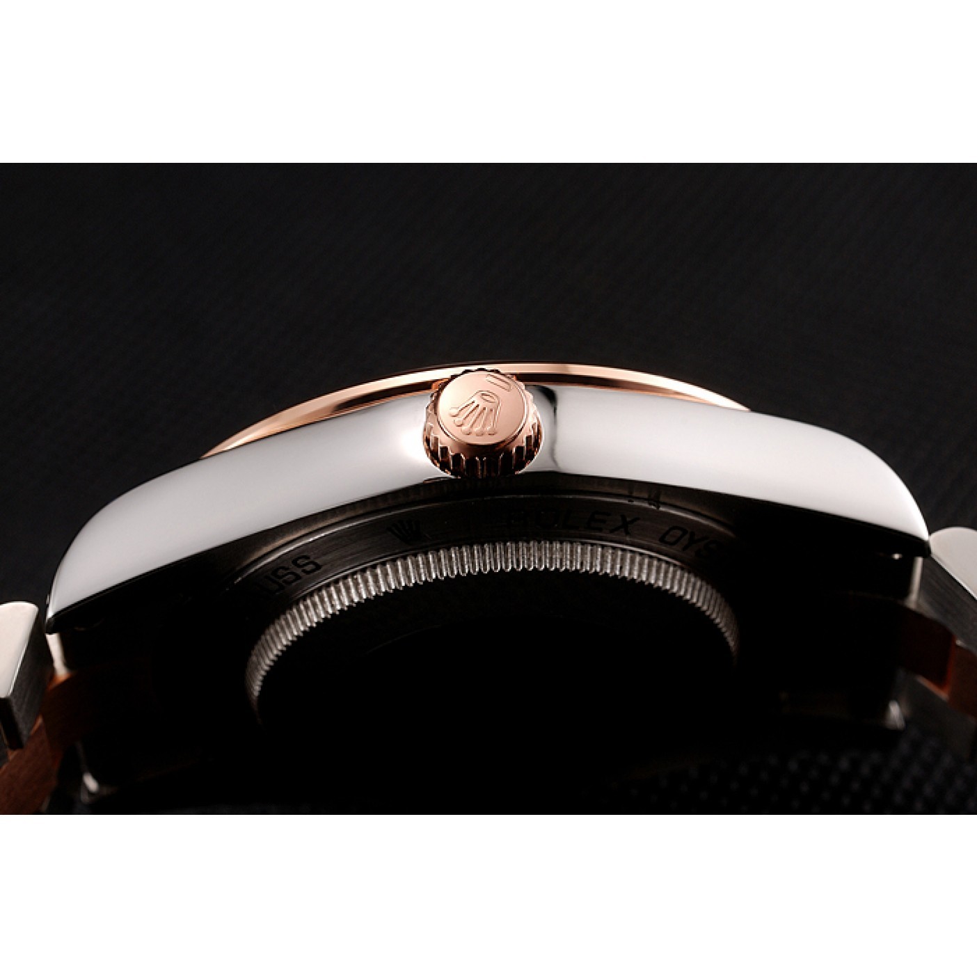 MiroTime Swiss Rolex Day-Date Diamonds And Rubies Black Dial Rose Gold And Staineless Steel Bracelet 1454106