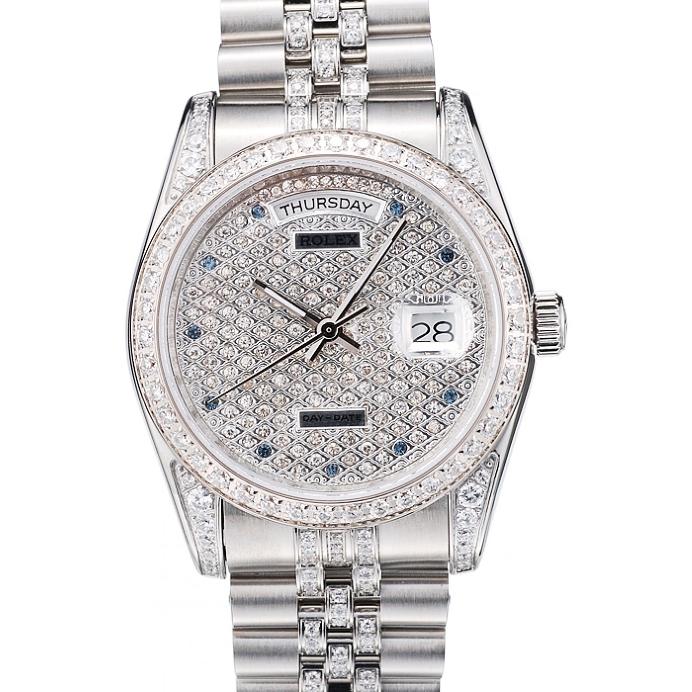 MiroTime Rolex DayDate Diamond Plated Stainless Steel Bracelet Diamond Plated Dial 41985