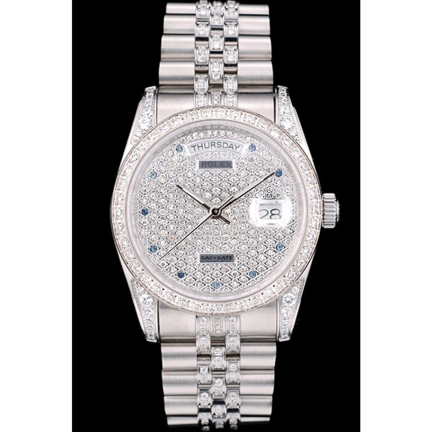 MiroTime Rolex DayDate Diamond Plated Stainless Steel Bracelet Diamond Plated Dial 41985