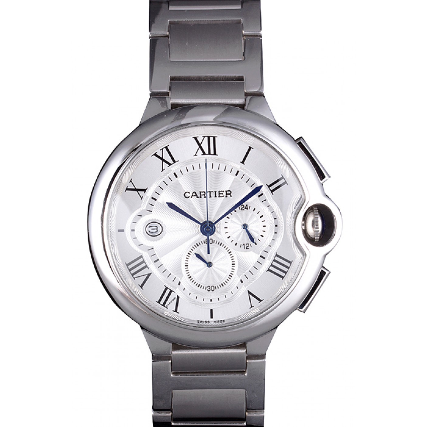 MiroTime Cartier Ballon Bleu Chronograph White Dial Stainless Steel Case And Bracelet