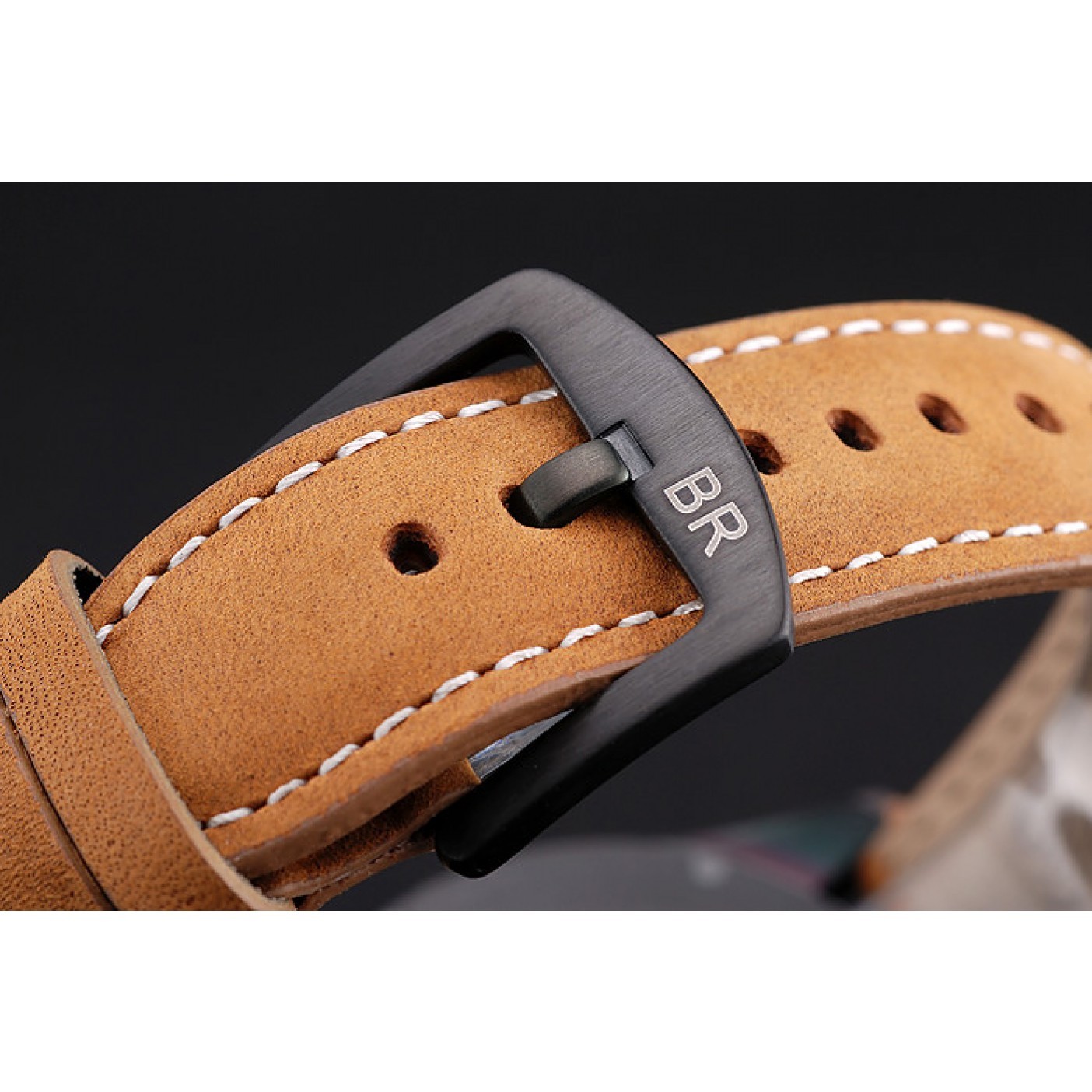 MiroTime Bell and Ross BR126 Flyback Black Dial Black Case Brown Suede Leather Strap