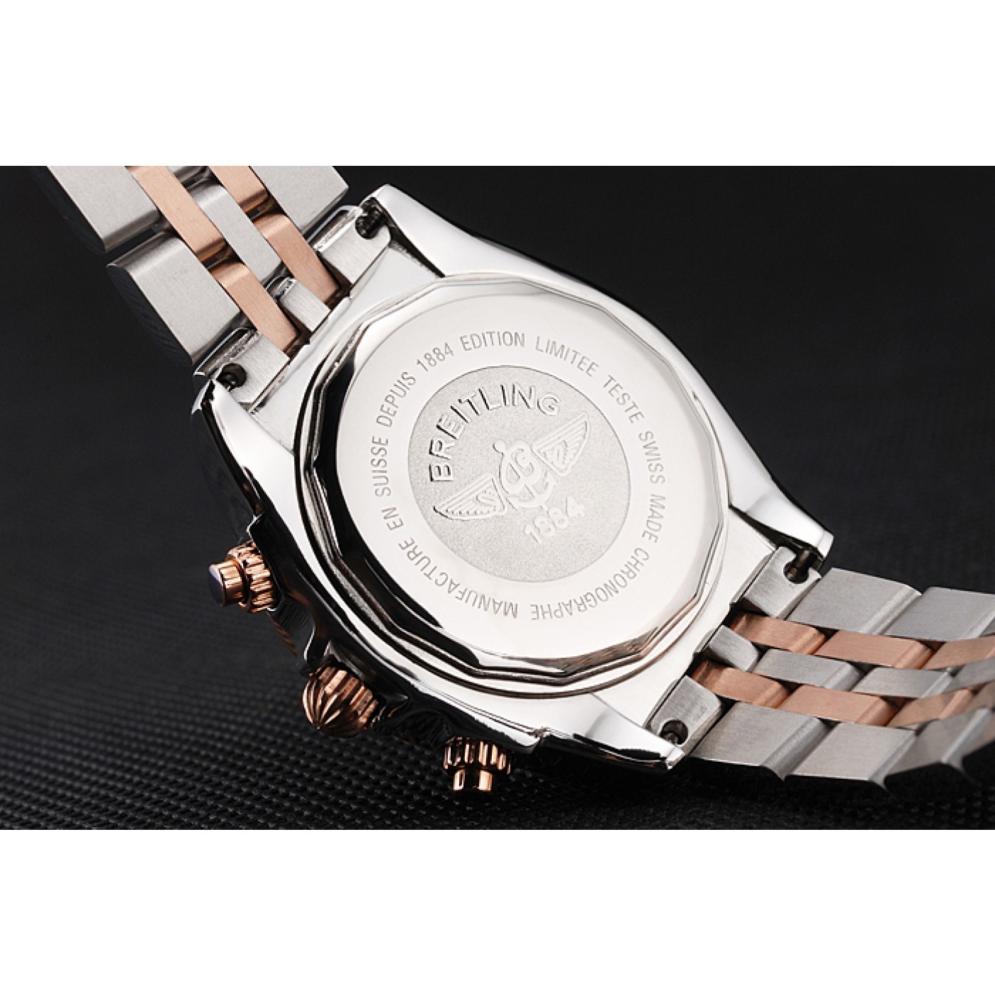 MiroTime Breitling Chronomat Quartz Pearl Dial Rose Gold Bezel Stainless Steel Case Two Tone Bracelet