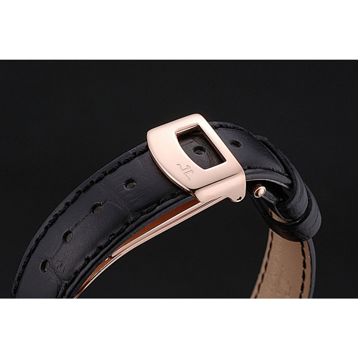 MiroTime Jaeger le Coultre Reverso Squadro Lady Black Leather Strap Pearl Dial 41966