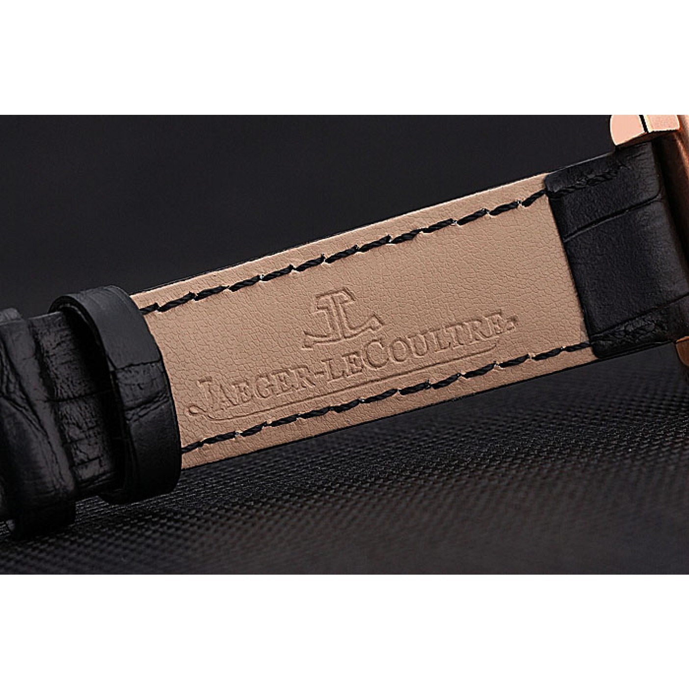 MiroTime Jaeger le Coultre Reverso Squadro Lady Black Leather Strap Pearl Dial 41966
