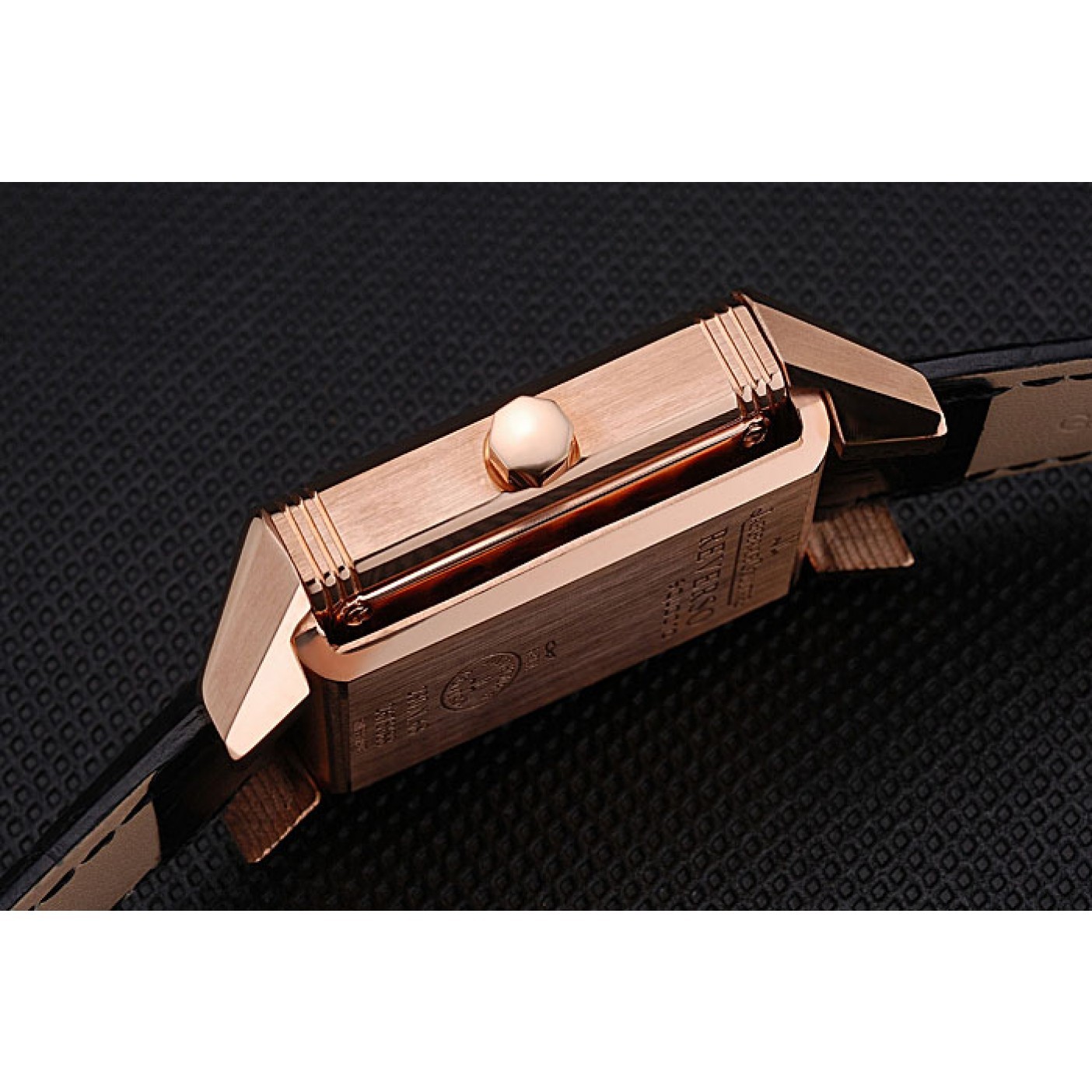 MiroTime Jaeger le Coultre Reverso Squadro Lady Black Leather Strap Pearl Dial 41966