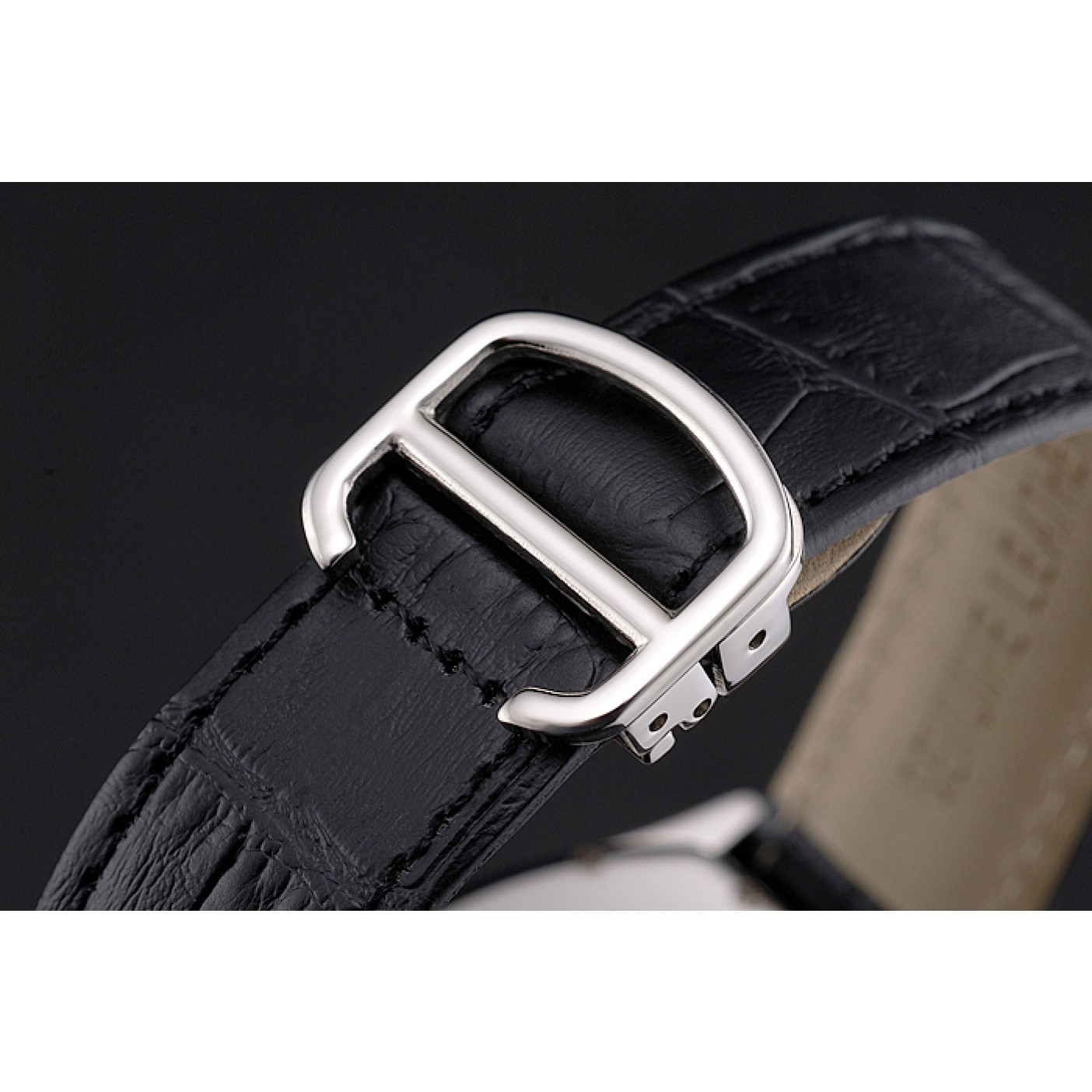 MiroTime Cartier Tortue Perpetual Calendar White Dial Stainless Steel Case Black Leather Strap