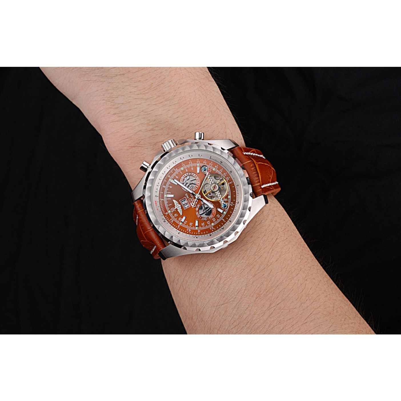 MiroTime Breitling Bentley Mulliner Tourbillon Brown Dial Stainless Steel Case Brown Leather Strap 622727