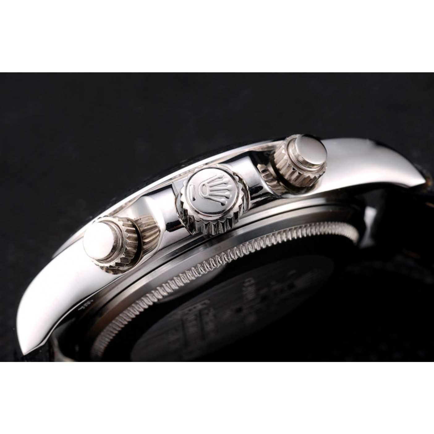 MiroTime Rolex Daytona Lady Stainless Steel Case Black Dial Black Leather Strap Tachymeter