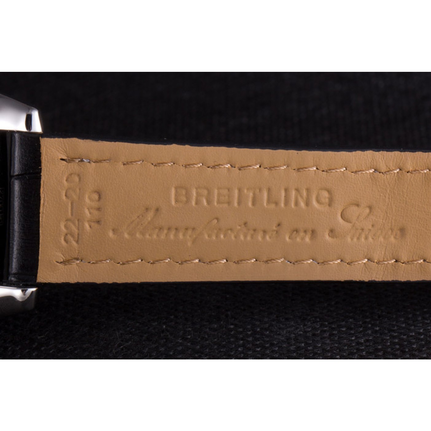 MiroTime Swiss Breitling Chronomat Black Dial with Black Leather Band 621520